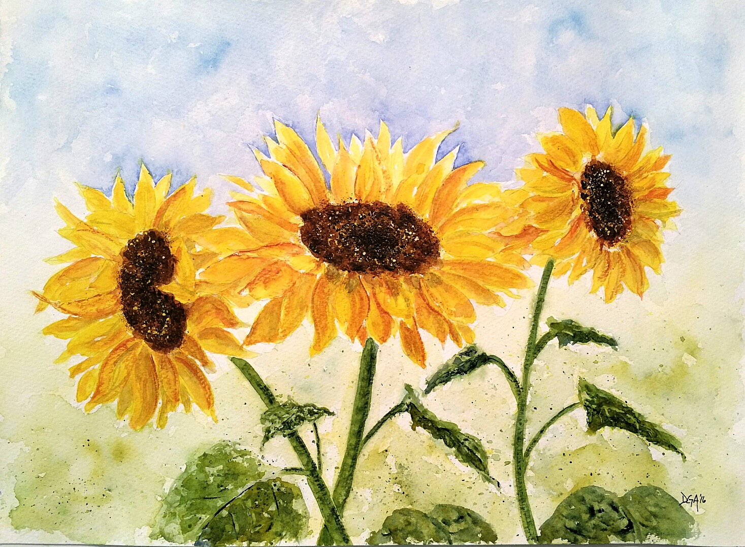 Summer Sunflowers - Watercolors by Donnell Anderson